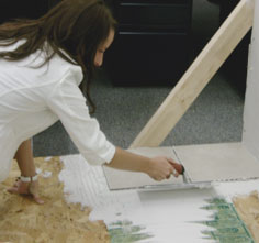 Floor Heating Customer Rep Lindsey Brown Assists with Install